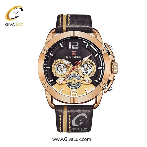 ساعت مچی مردانه بند چرمی ناوی فورس (نیوی فورس)  NF9168 RG/CE/BN 445_RG CE BN.jpg